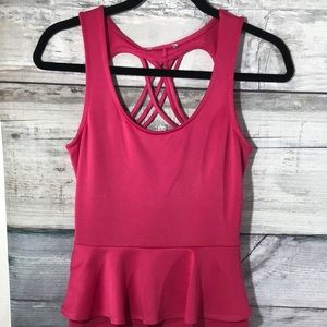 Magenta Peplum dress with strappy back